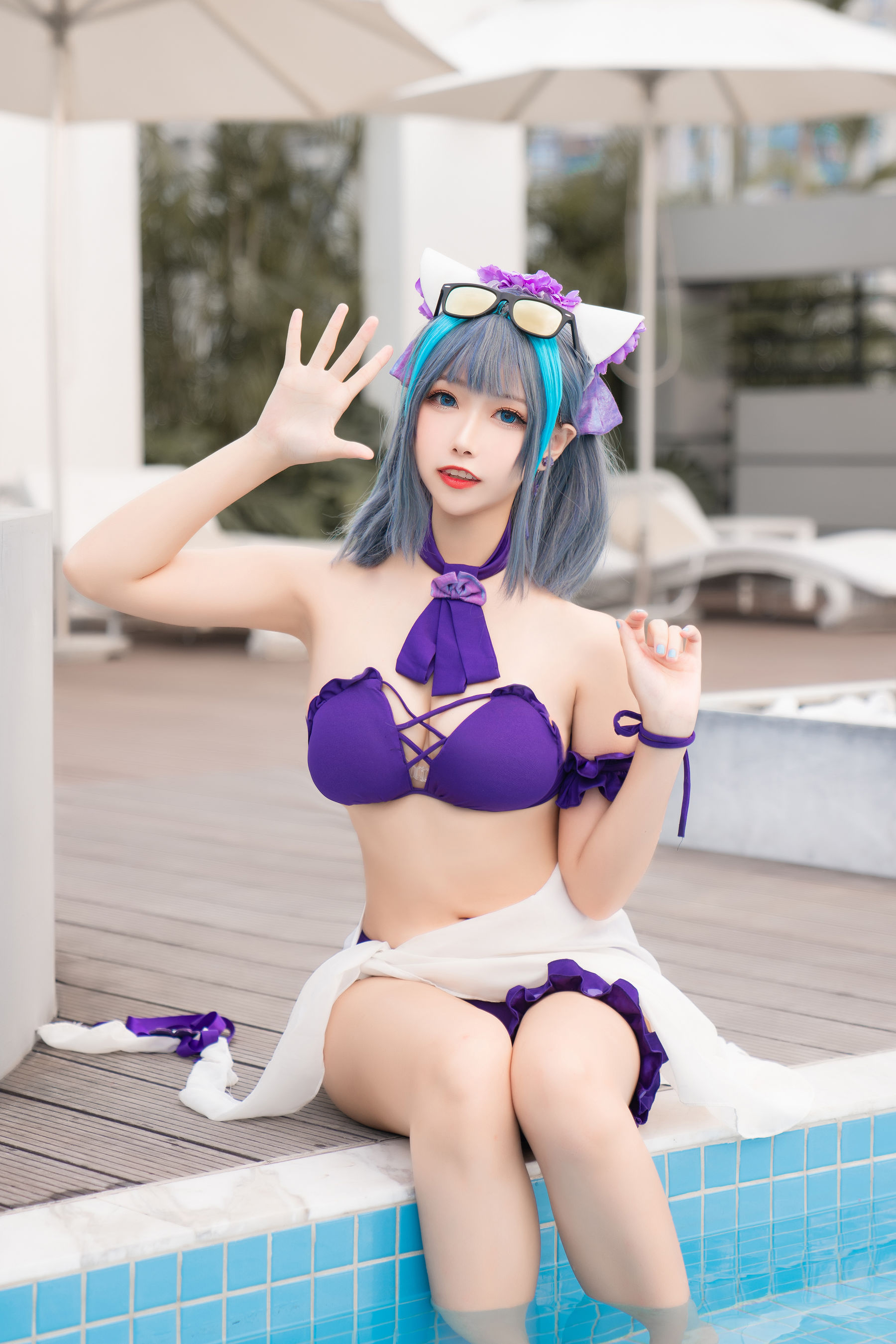 [COS福利]微博妹子Momoko葵葵–柴郡水着插图4